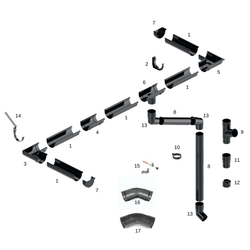 Gutter Cap Right Brown System 100-5