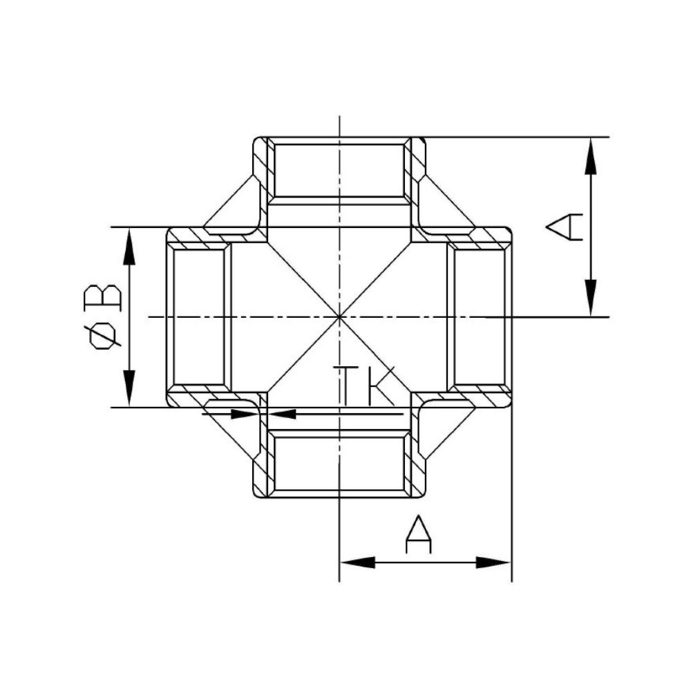 Threaded Fitting Stainless Steel Cross Piece 90° 1 1/4" IG-1