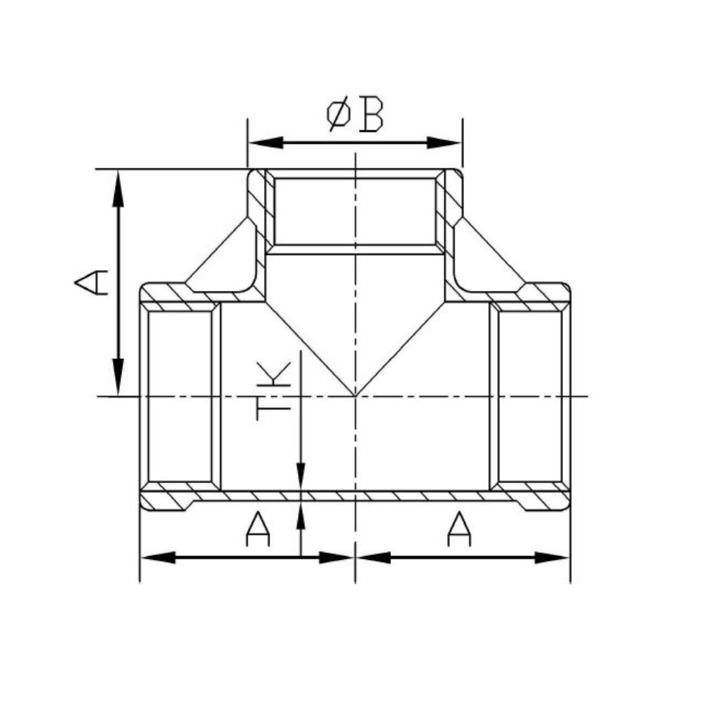 Threaded Fitting Stainless Steel T-Piece 90° 1 1/4" IG-1